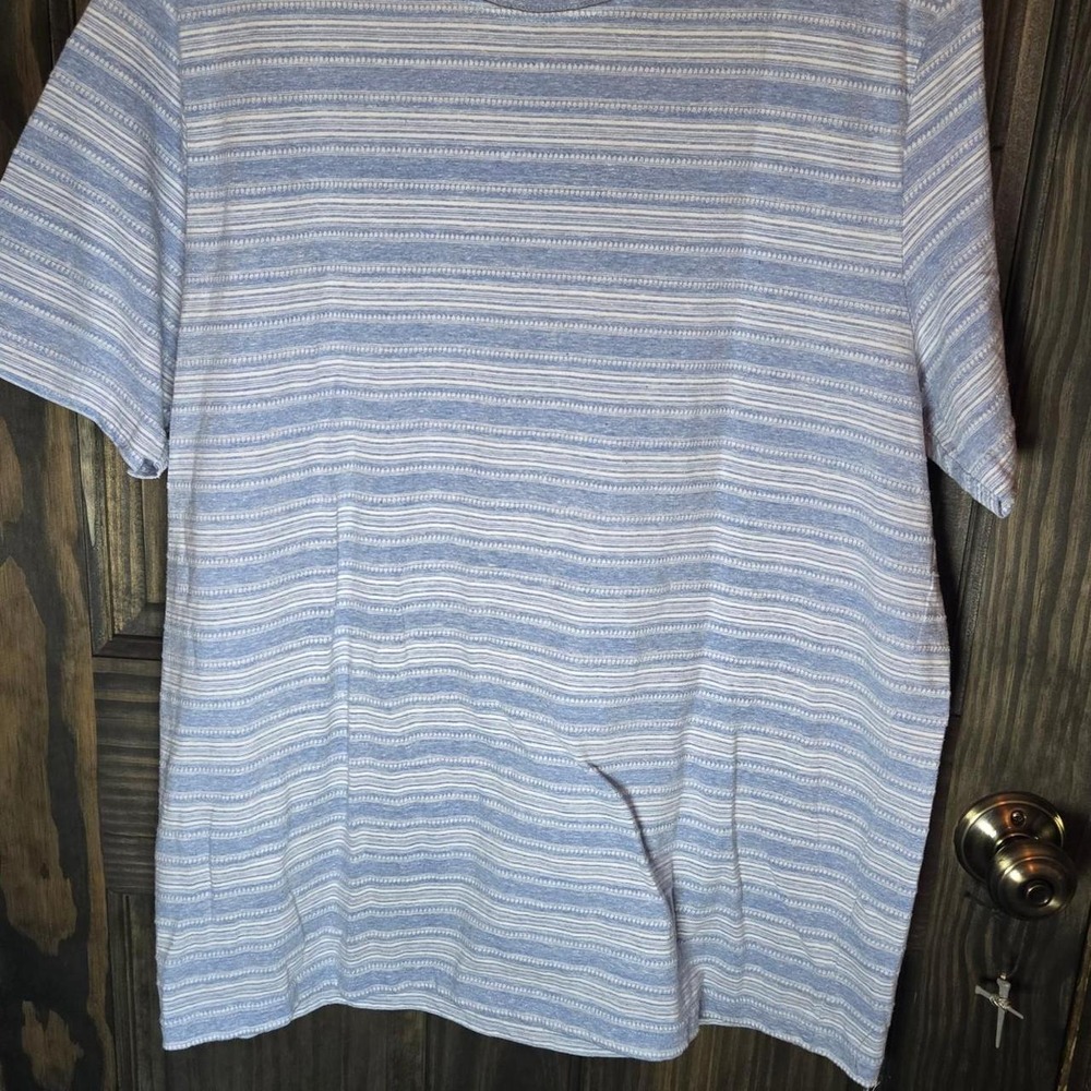 #54- Denim & Flower blue and white horizontal striped